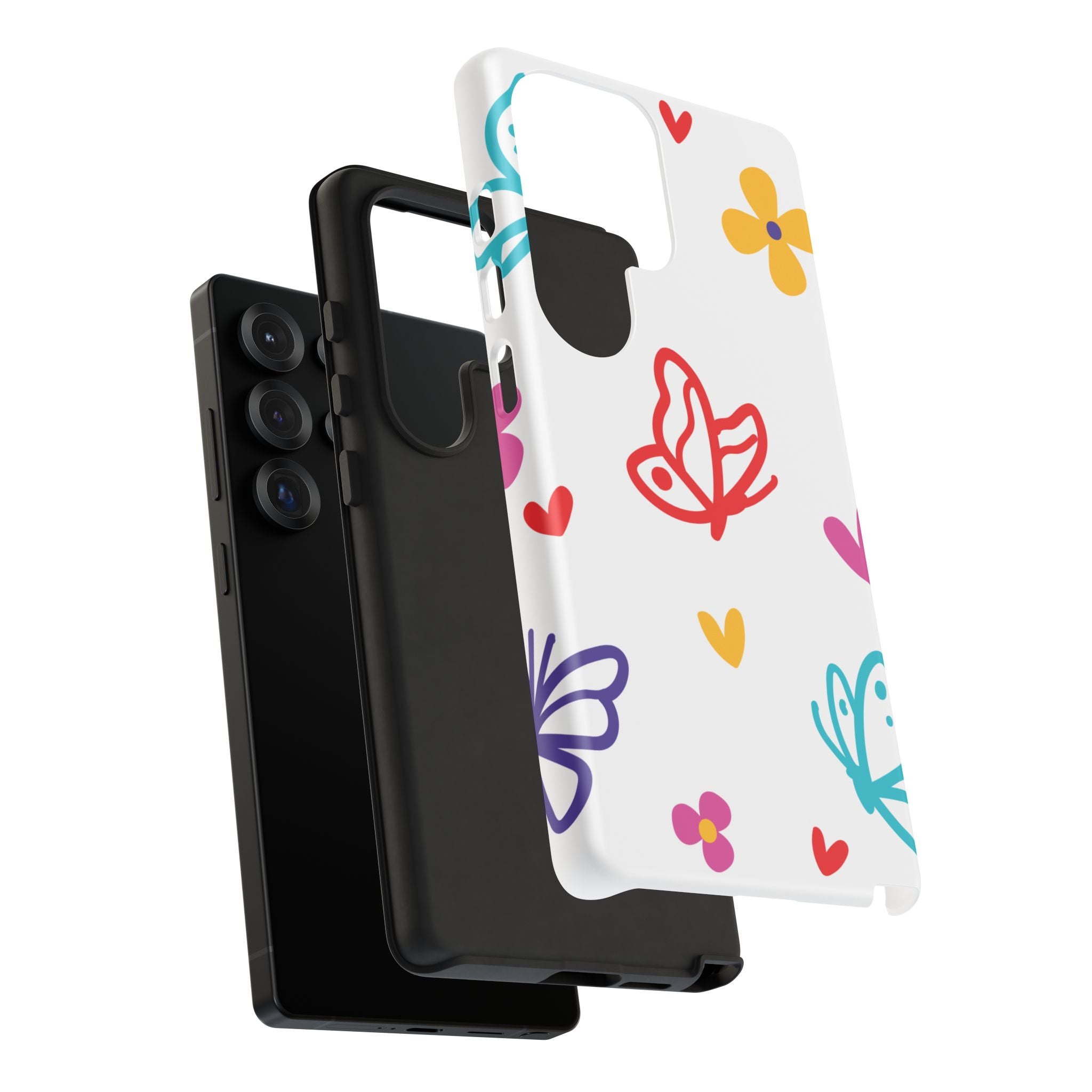 Whimsical Butterfly Protective Phone Case — Dual-Layer Shockproof, UV-Protected