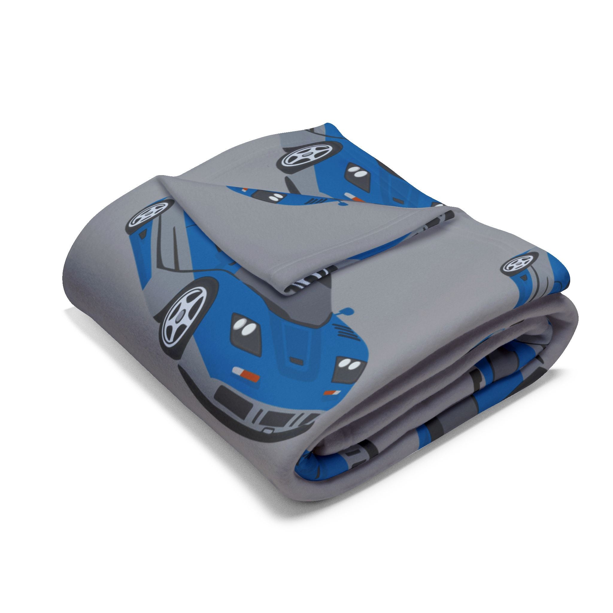 Vintage Blue Sports Cars Fleece Blanket — Retro Car Throw for Auto Enthusiasts
