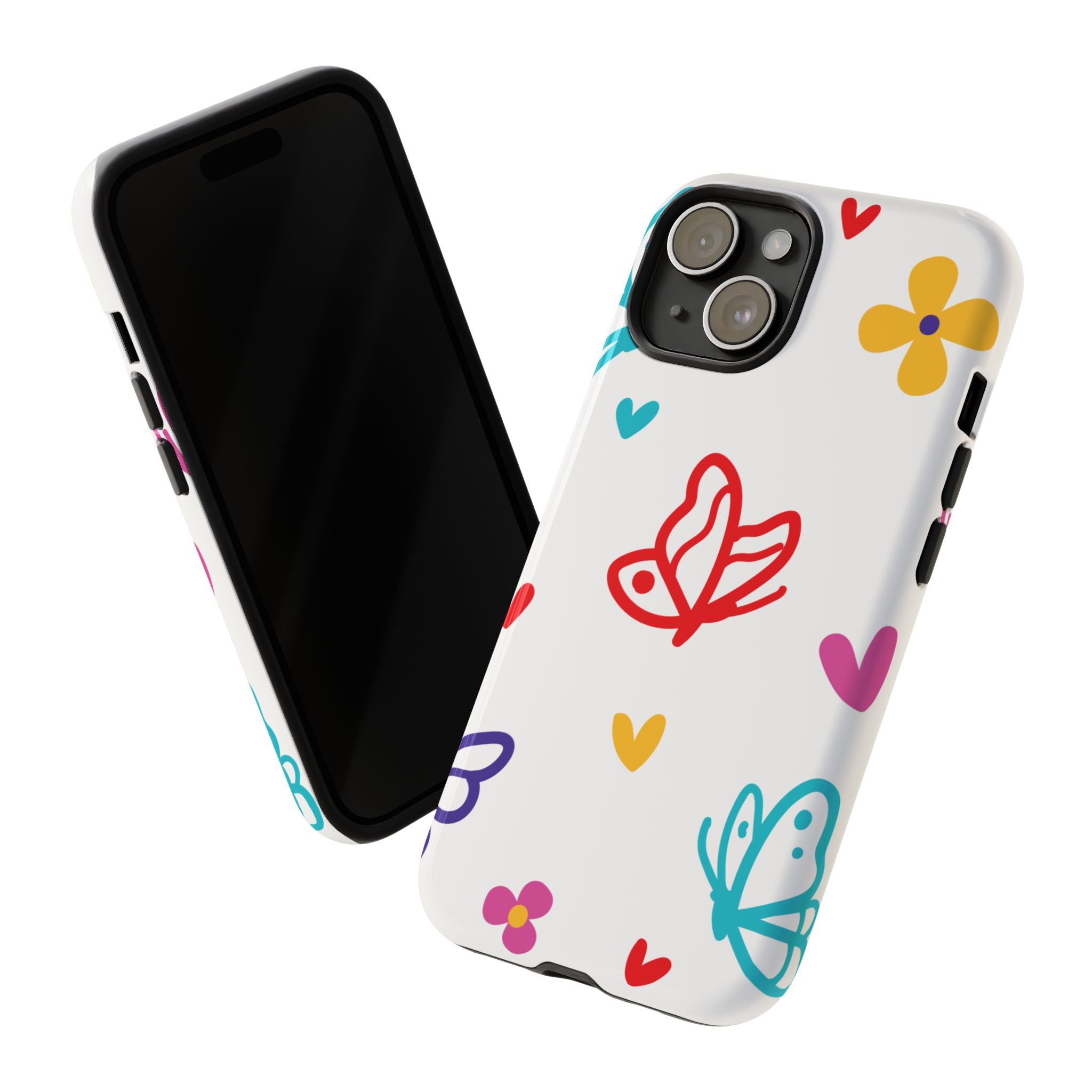 Whimsical Butterfly Protective Phone Case — Dual-Layer Shockproof, UV-Protected