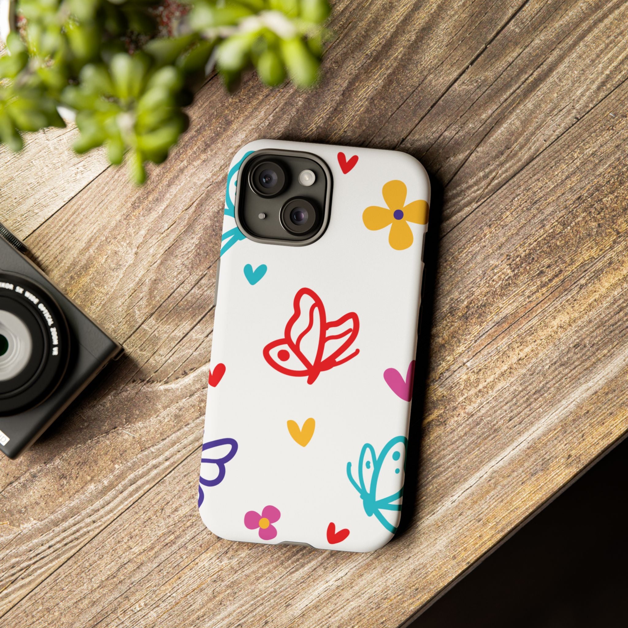 Whimsical Butterfly Protective Phone Case — Dual-Layer Shockproof, UV-Protected