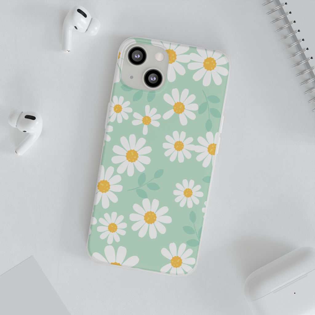 Mint Green Daisy Floral Flexi Phone Case