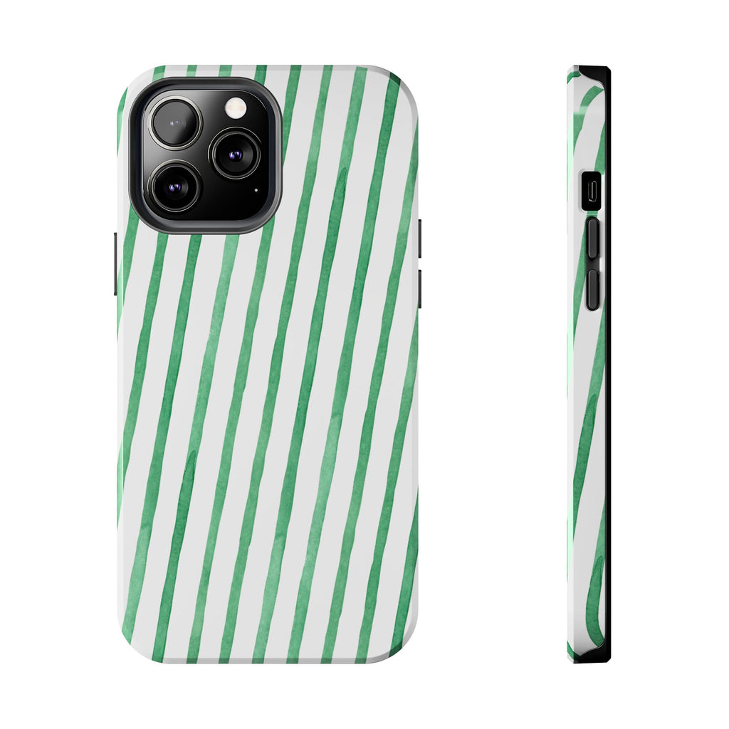 Green Hand-Painted Stripe Phone Case
