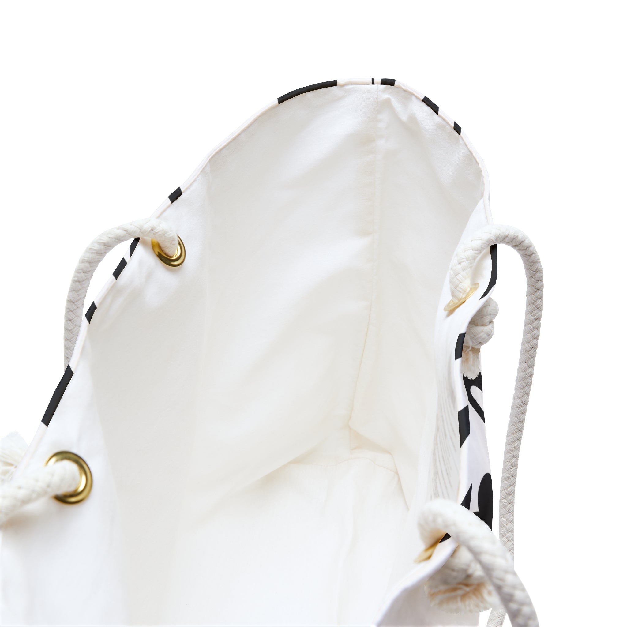 Black & White Heart Weekender Bag — Spacious Rope-Handle Travel Tote