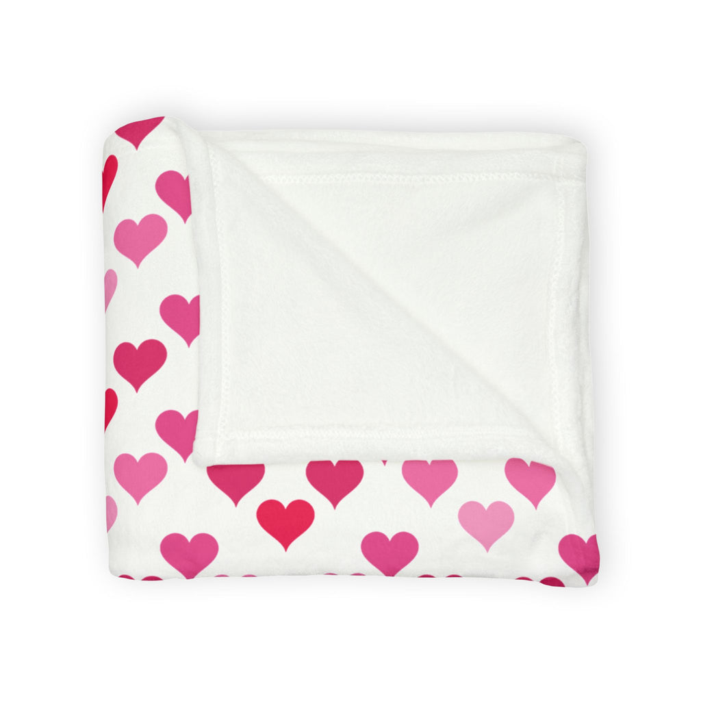 Cozy Heart Plush Throw Blanket — Soft Pink & Red Fleece for Kids and Home Decor